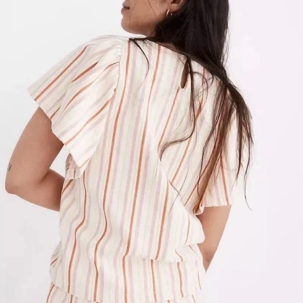 Madewell, Textured Flutter Sleeve Top, Size Small - image 3